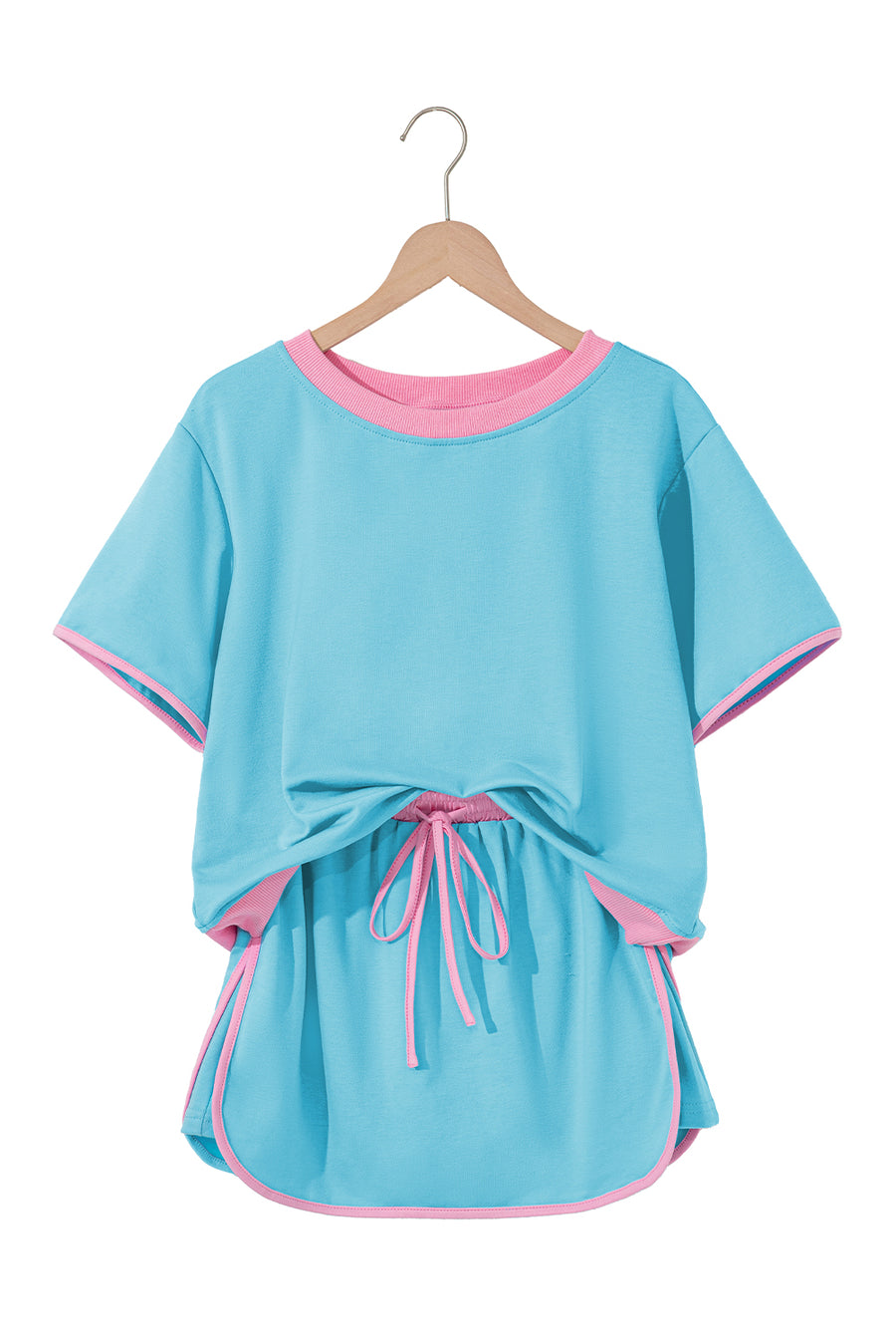 *Pre-Order* Color Block Drop Shoulder T-Shirt and Skort Set- 5 Colors