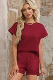 Textured Short Sleeve Top and Shorts Set- 7 Colors