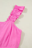 Solid Color Ruffle Trim High Waist Sleeveless Maxi Dress A- 2 Colors