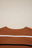 Striped Ribbed Edge Drop Shoulder Sweater- 2 Colors