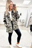 Camouflage Print Chest Pockets Loose Button-Up Denim Jacket