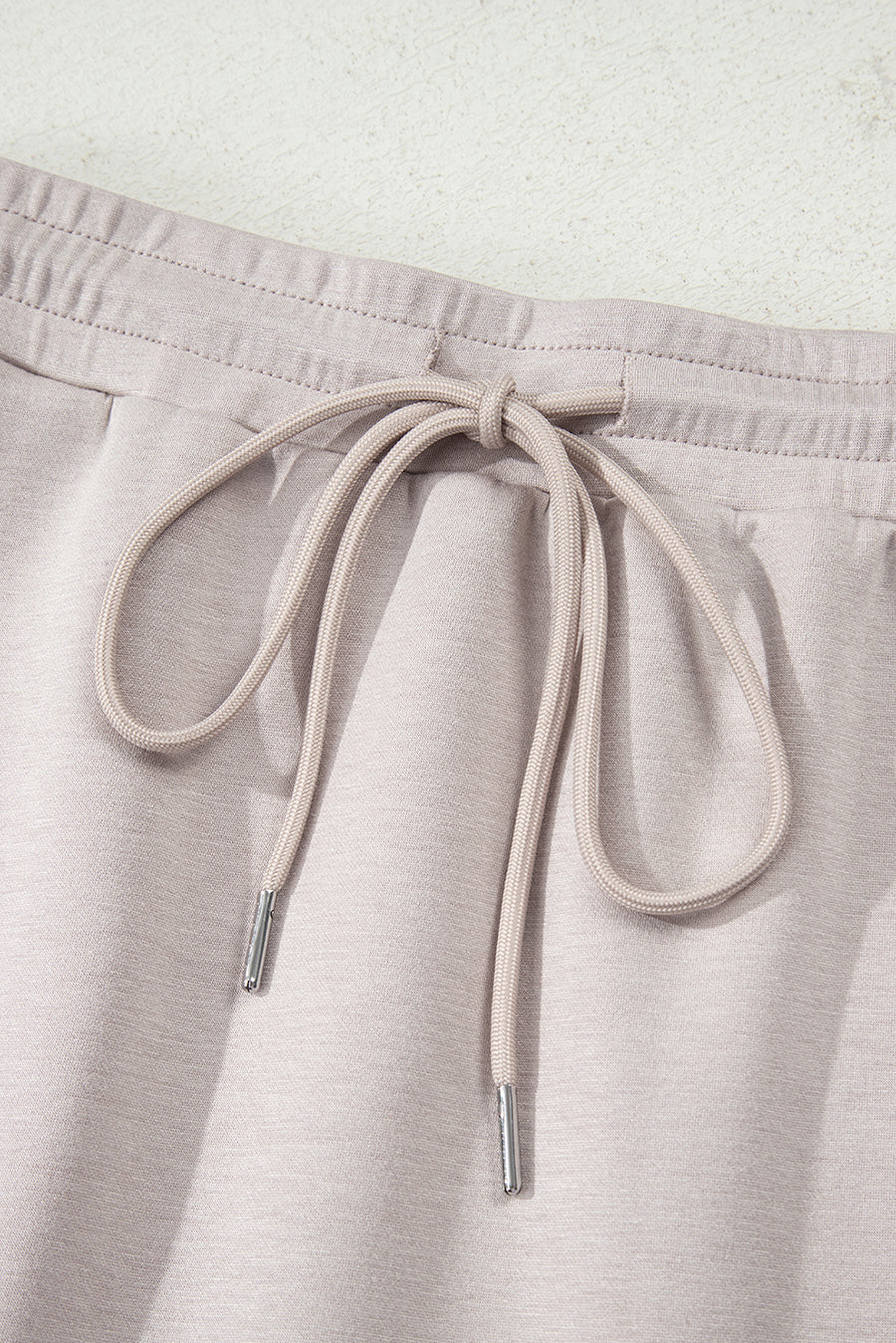 Solid Color Drop Shoulder Sweatshirt & Drawstring Mini Skirt Set- 2 Colors
