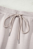 Solid Color Drop Shoulder Sweatshirt & Drawstring Mini Skirt Set- 2 Colors