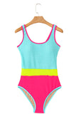 Textured Color Block One-Piece Swimsuit