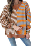 Striped Color Block Drop Shoulder Oversized Sweatshirt- 2 Colors