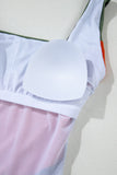 Color Block Padded Square Neck One-Piece Swimsuit B