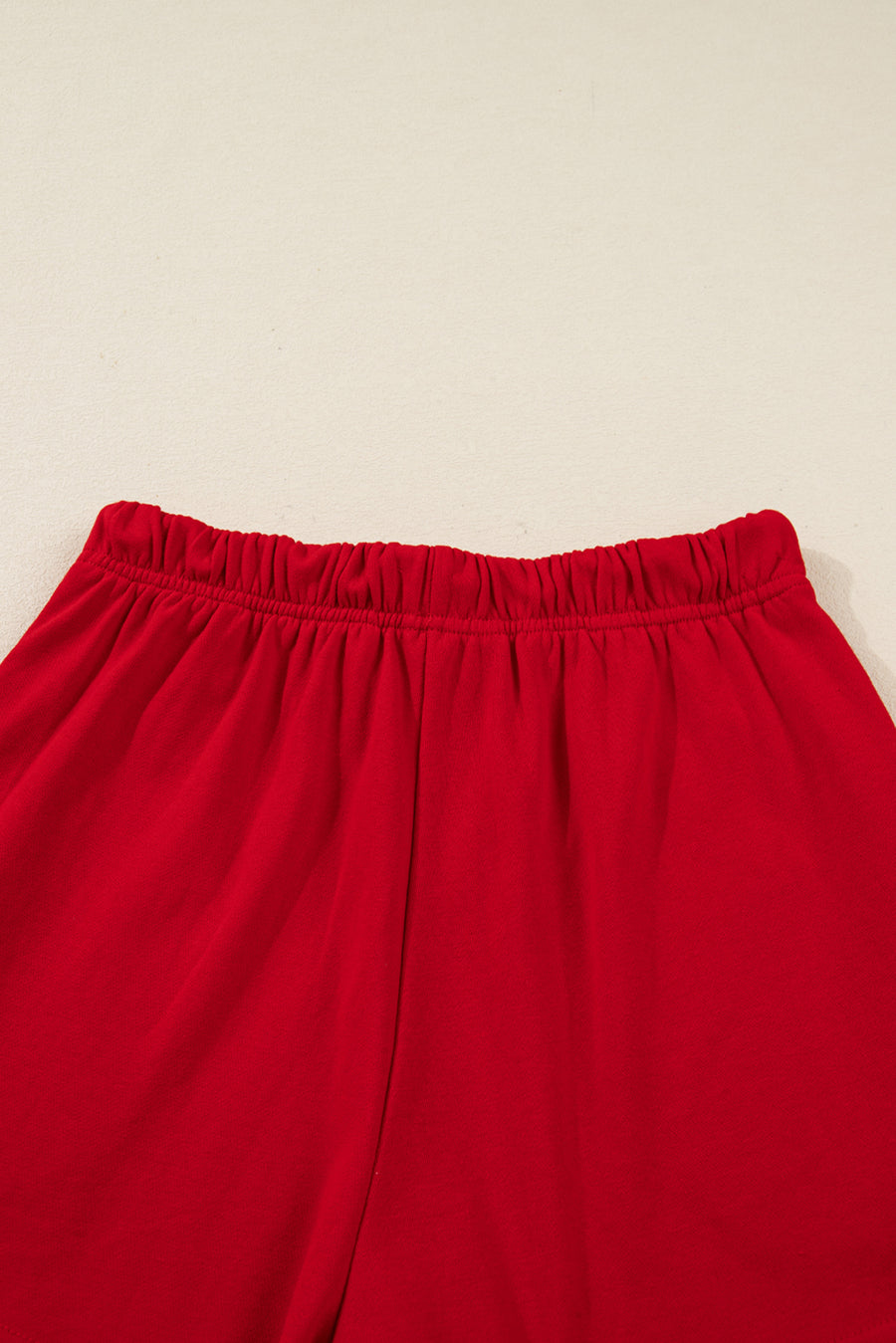 Red Striped Collar Bow Sleeve Sweatshirt and Shorts Set