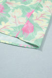 Short Bubble Sleeve Summer Floral Blouse A