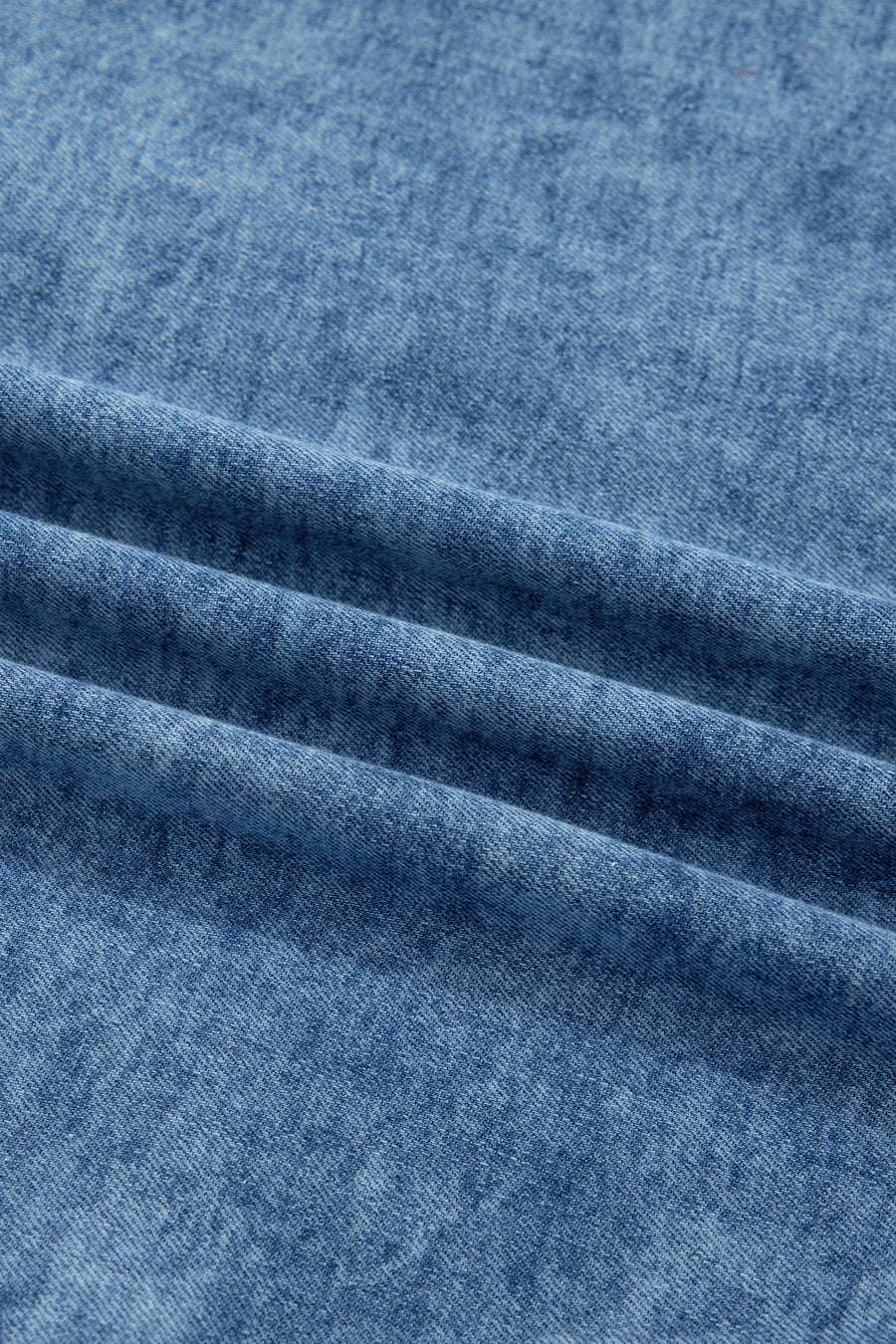 Dusk Blue Button-Up Collared Sleeveless Denim Shirt