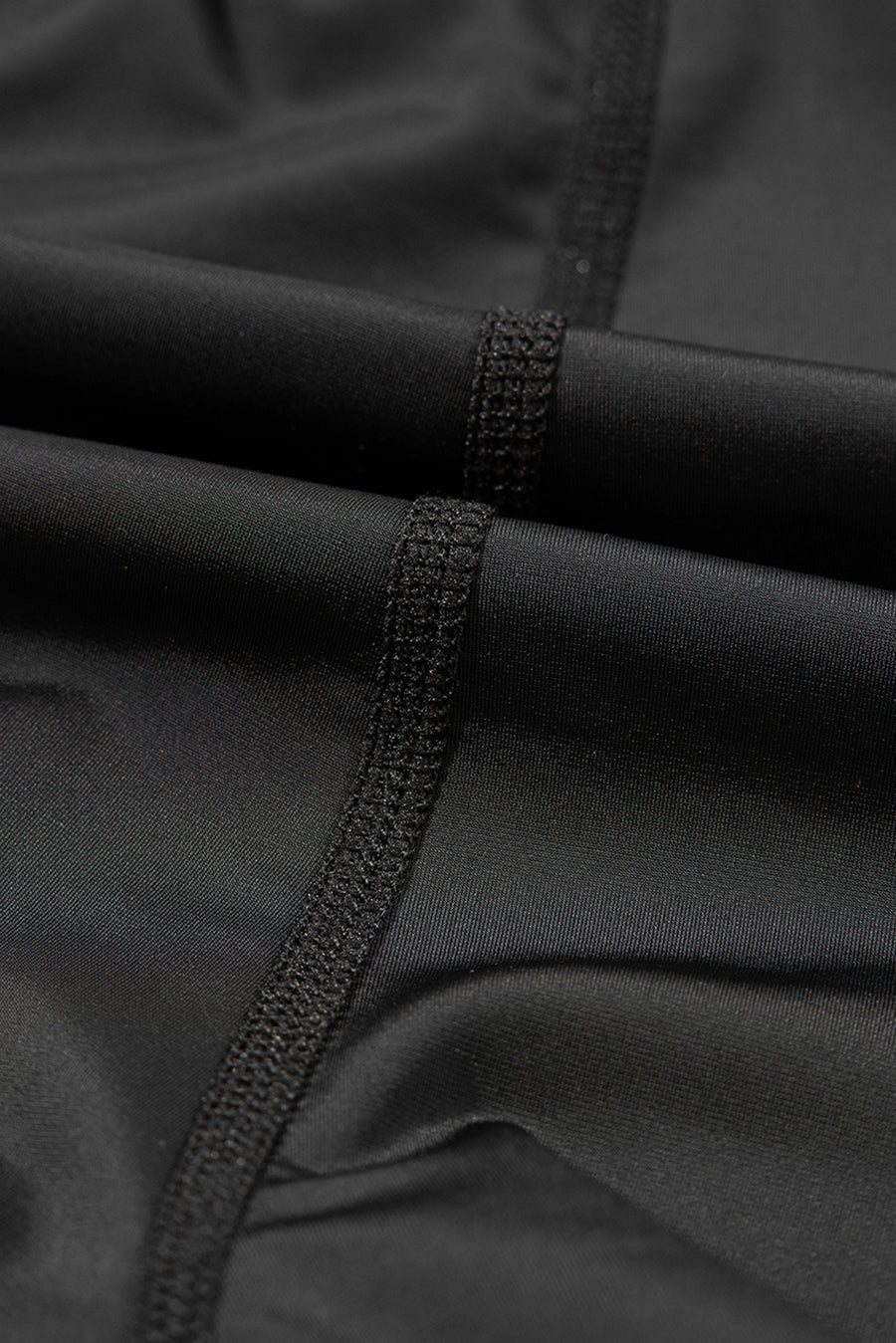 Black High-Waist Drawstring Hidden Pocket Swim Shorts