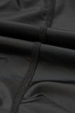 Black High-Waist Drawstring Hidden Pocket Swim Shorts
