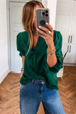 Frilled V-Neck Bow Detail 3/4 Sleeve Blouse- 2 Colors