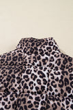 Brown Leopard Quilted Full Zipper Casual Puff Vest