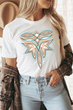 White Boot Stitch Pattern Heat Transfer Printing Cotton Blend Tee