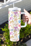 White Bow Print Large Stainless Steel Tumbler