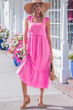 Solid Color Ruffle Trim High Waist Sleeveless Maxi Dress A- 2 Colors