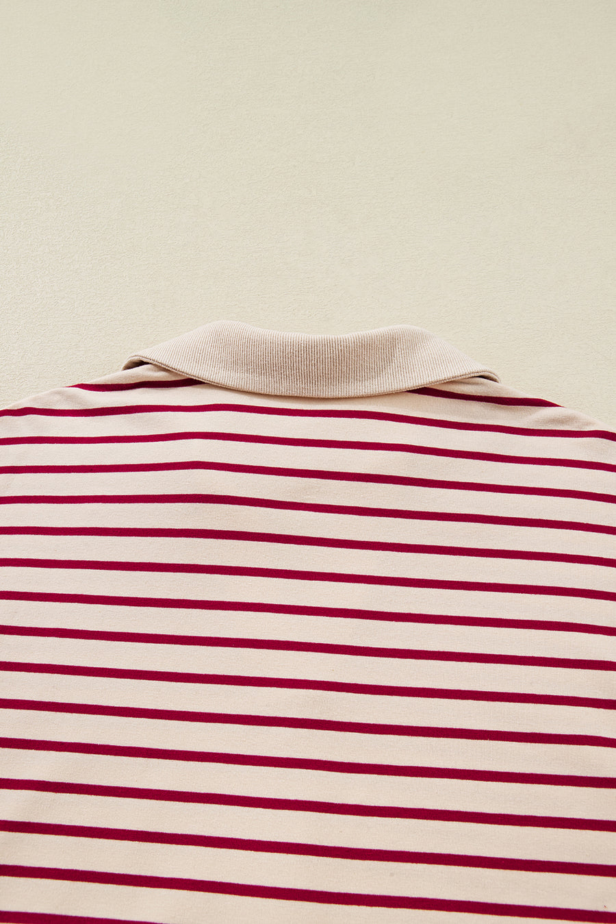Red Stripe Cropped Collared Sweatshirt and Bubble Mini Skirt Set