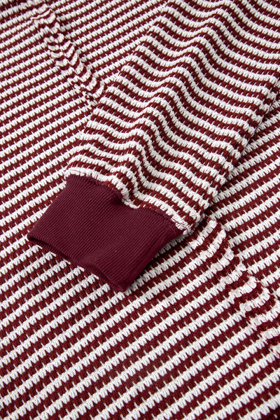 Striped Ribbed Exposed Seam Long Sleeve Oversized Top- 3 Colors