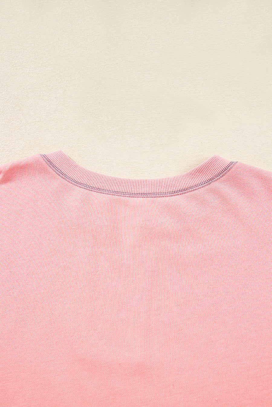 Apricot Pink Exposed Seam Colorblock Split Cuffs & Hem Oversized Sweatshirt