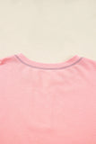 Apricot Pink Exposed Seam Colorblock Split Cuffs & Hem Oversized Sweatshirt