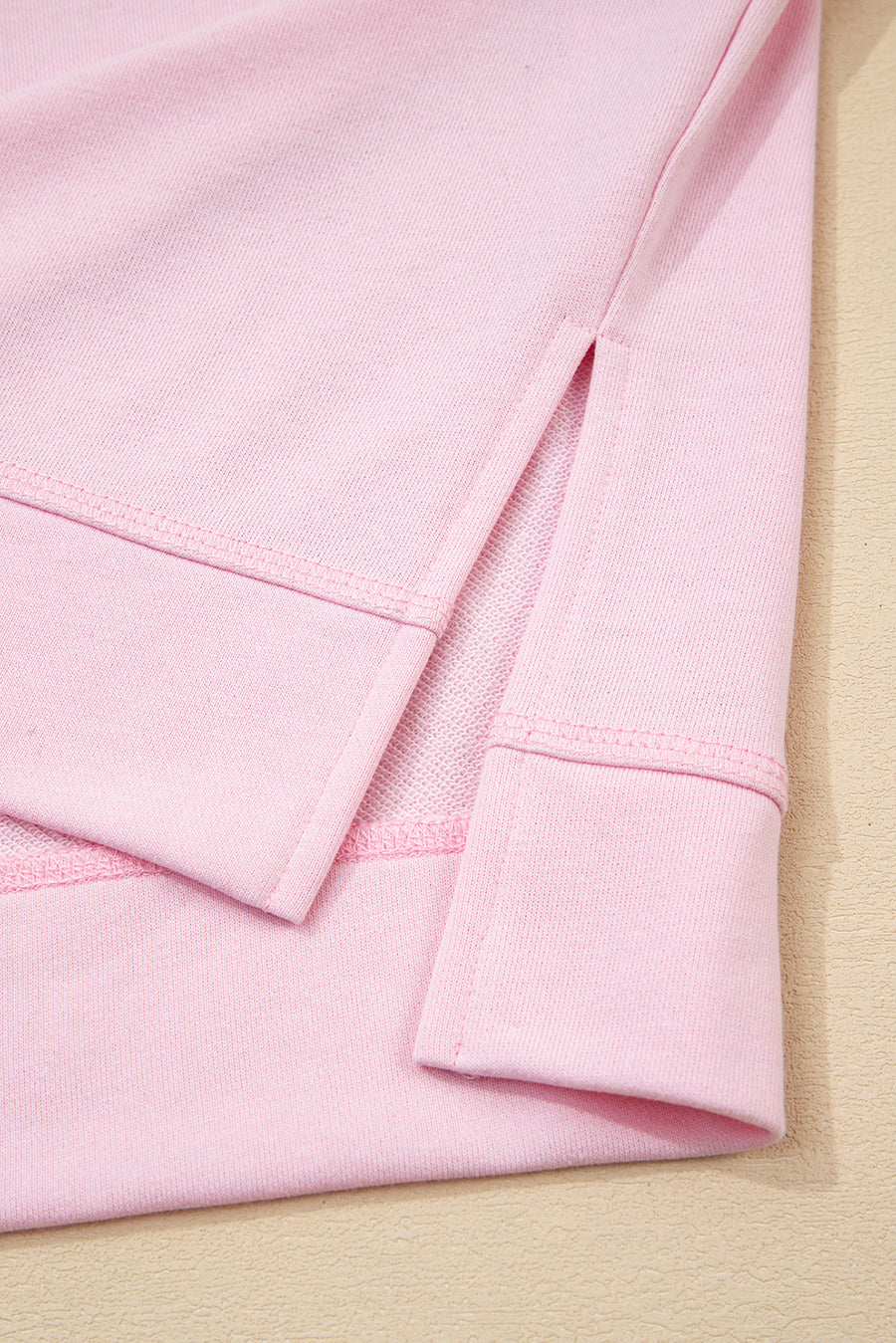 Light Pink Striped Color Block Patchwork Raglan Sleeve Top
