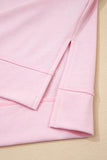 Light Pink Striped Color Block Patchwork Raglan Sleeve Top