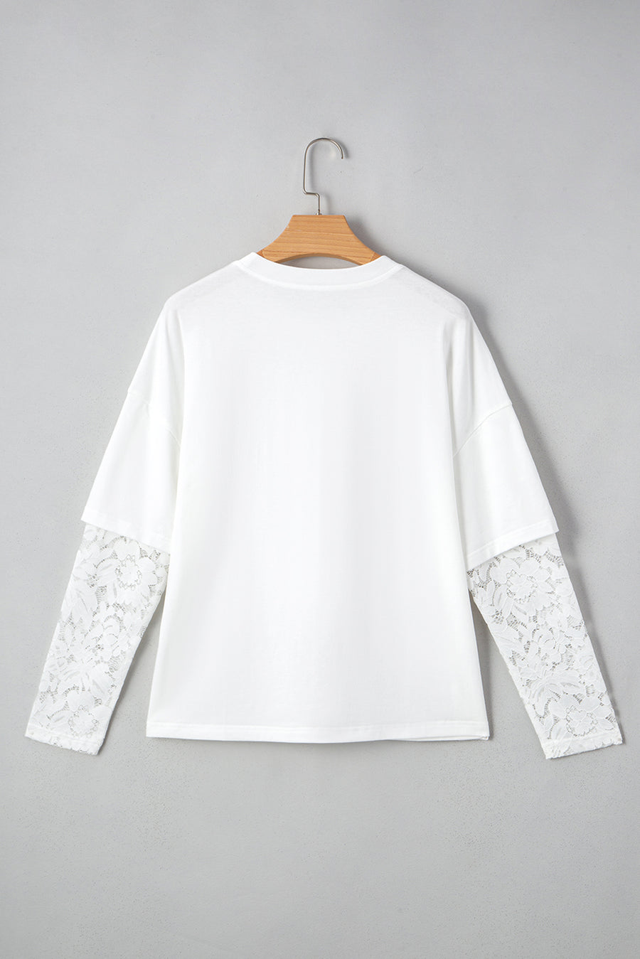 Lace Long Sleeve Drop Shoulder T-Shirt- 2 Colors