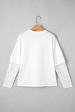 Lace Long Sleeve Drop Shoulder T-Shirt- 2 Colors