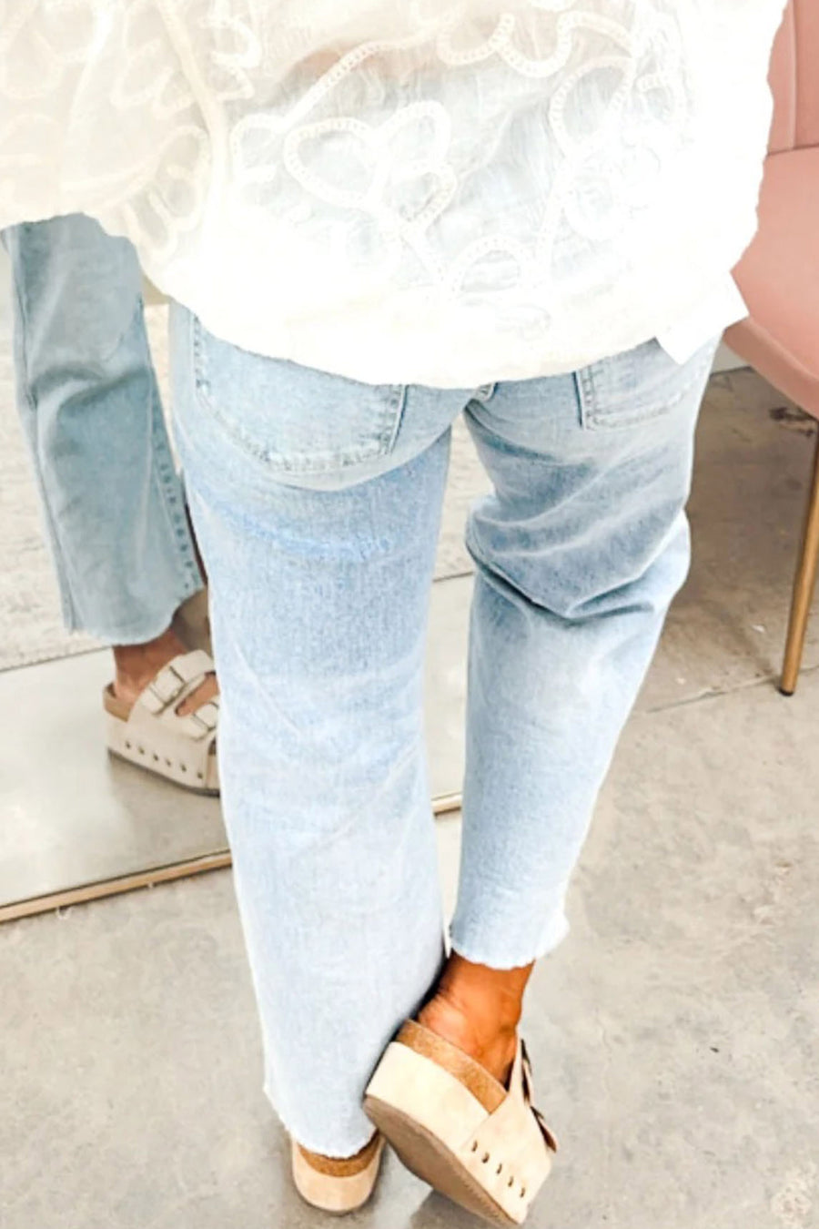 American Sequin Star Patch Pockets Cropped Jeans