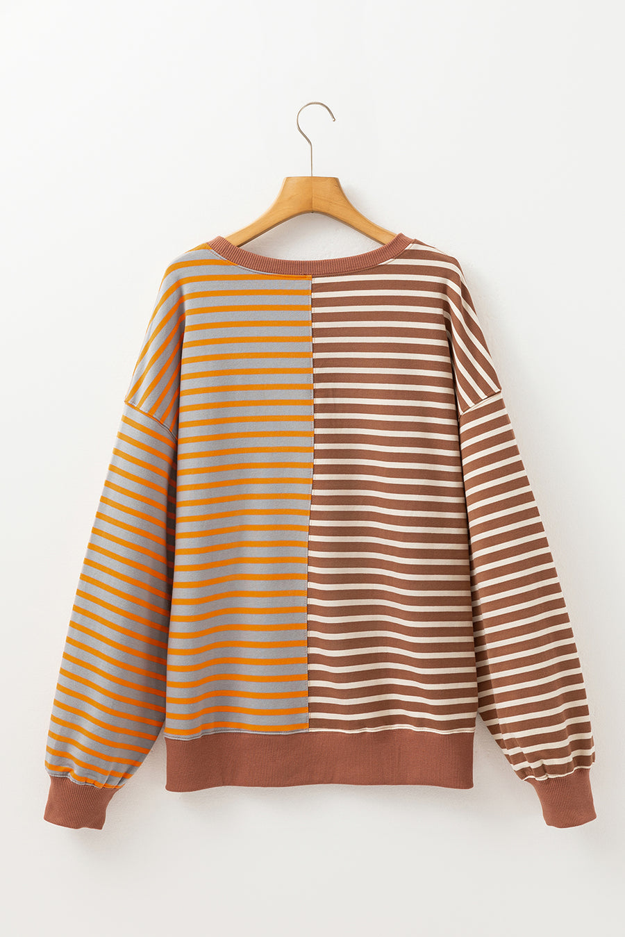 Striped Color Block Drop Shoulder Oversized Sweatshirt- 2 Colors