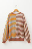 Striped Color Block Drop Shoulder Oversized Sweatshirt- 2 Colors