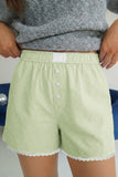 Gingham Button Detail Lace Trim Boxer Shorts- 2 Colors