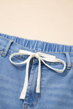Plus Size Acid Wash Lace-Up Jeans- 4 Colors