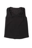 Black V-Neck Knotted Shoulder Tank Top