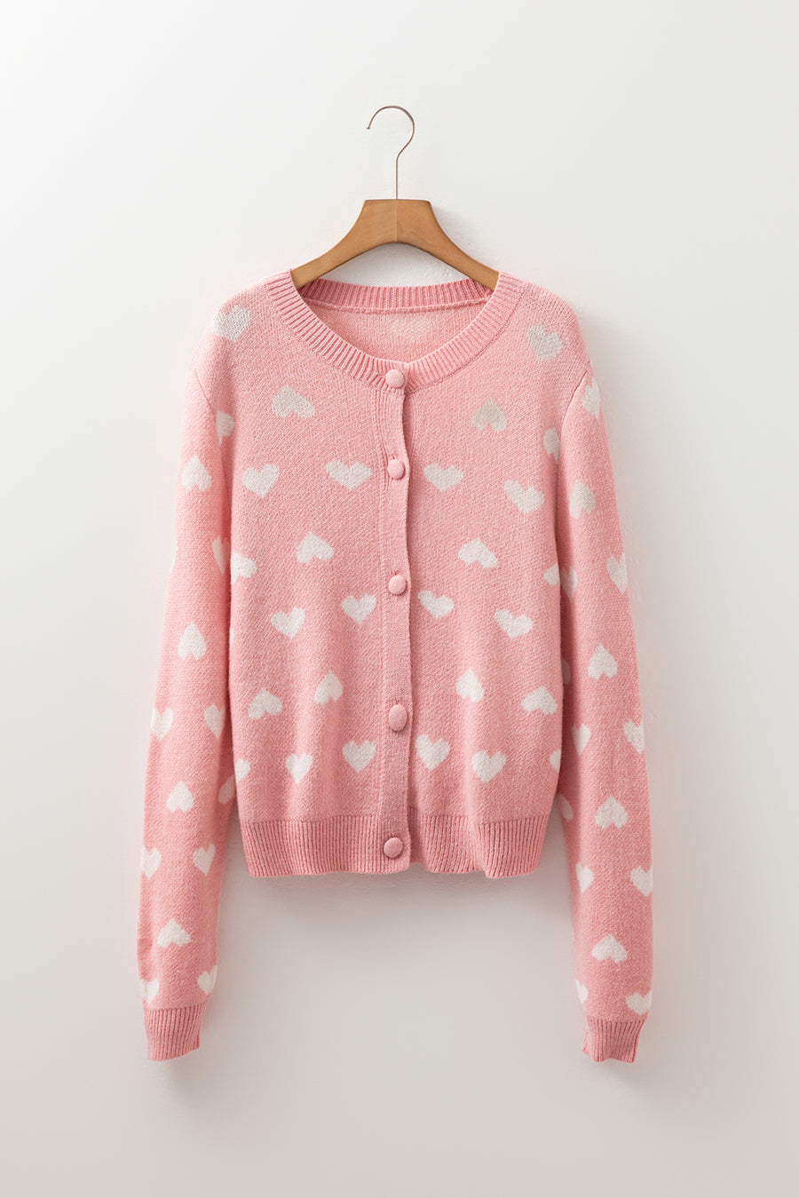 Light Pink Heart Pattern Cardigan 2