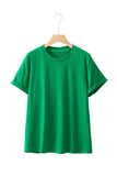 Basic Crew Neck Rolled Sleeve T-Shirt- 12 Colors