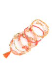 Beaded Stretch Tassel Charm Bracelet- 8 Colors