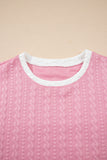 Contrast Trim Textured Crew Neck Top and Pocketed Skirt Set- 2 Colors