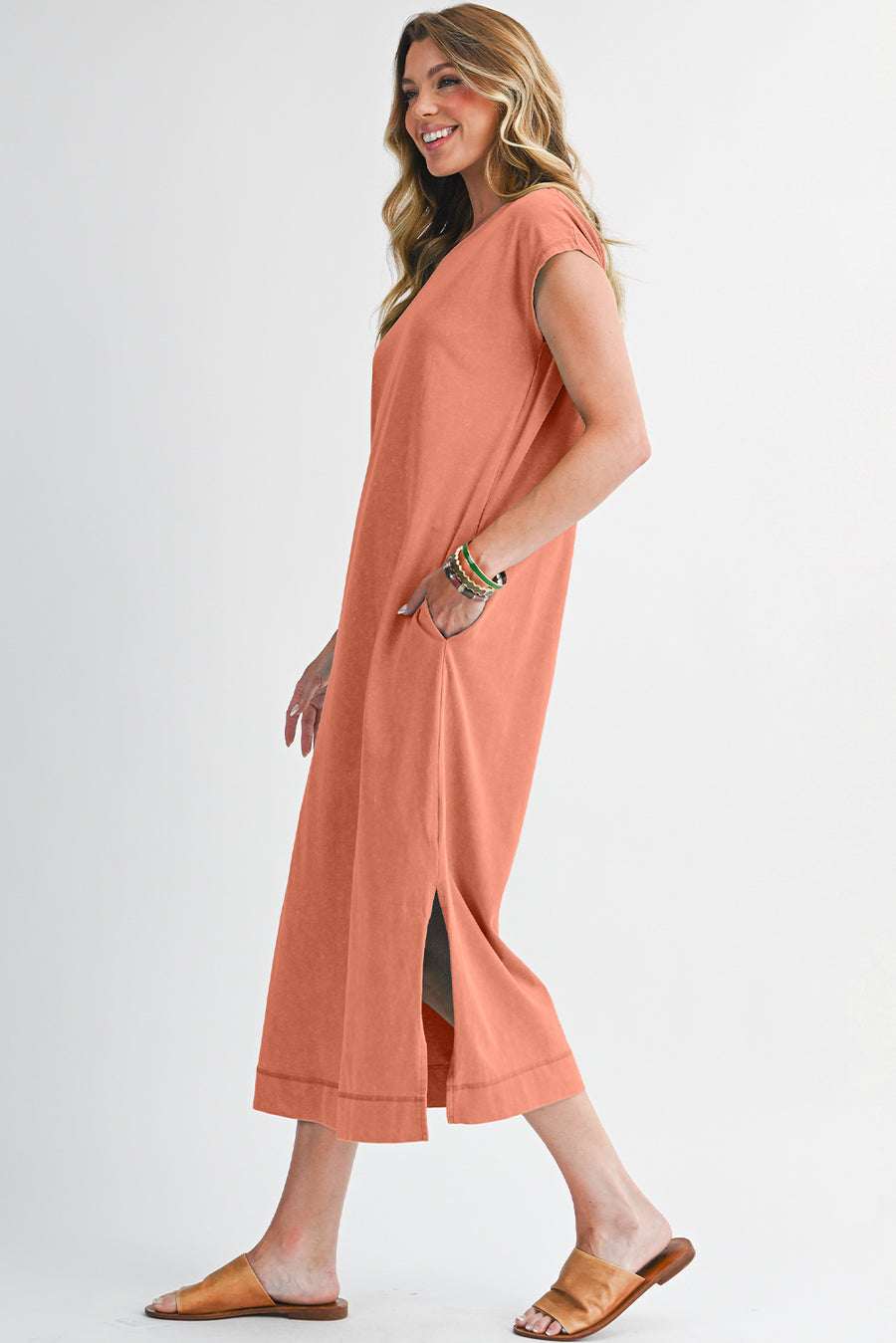 Mineral Wash T-Shirt Dress with Pockets- 3 Colors