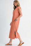 Mineral Wash T-Shirt Dress with Pockets- 3 Colors