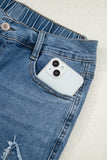 Stone Blue Star Patchwork Light Wash Wide Leg High-Waist Jeans