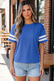 Varsity Striped Short Sleeve Crew Neck T-Shirt- 3 Colors