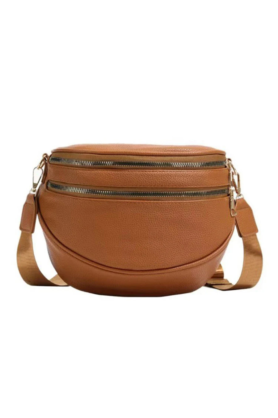 PU Leather Double Zipper Crossbody Bag- 3 Colors