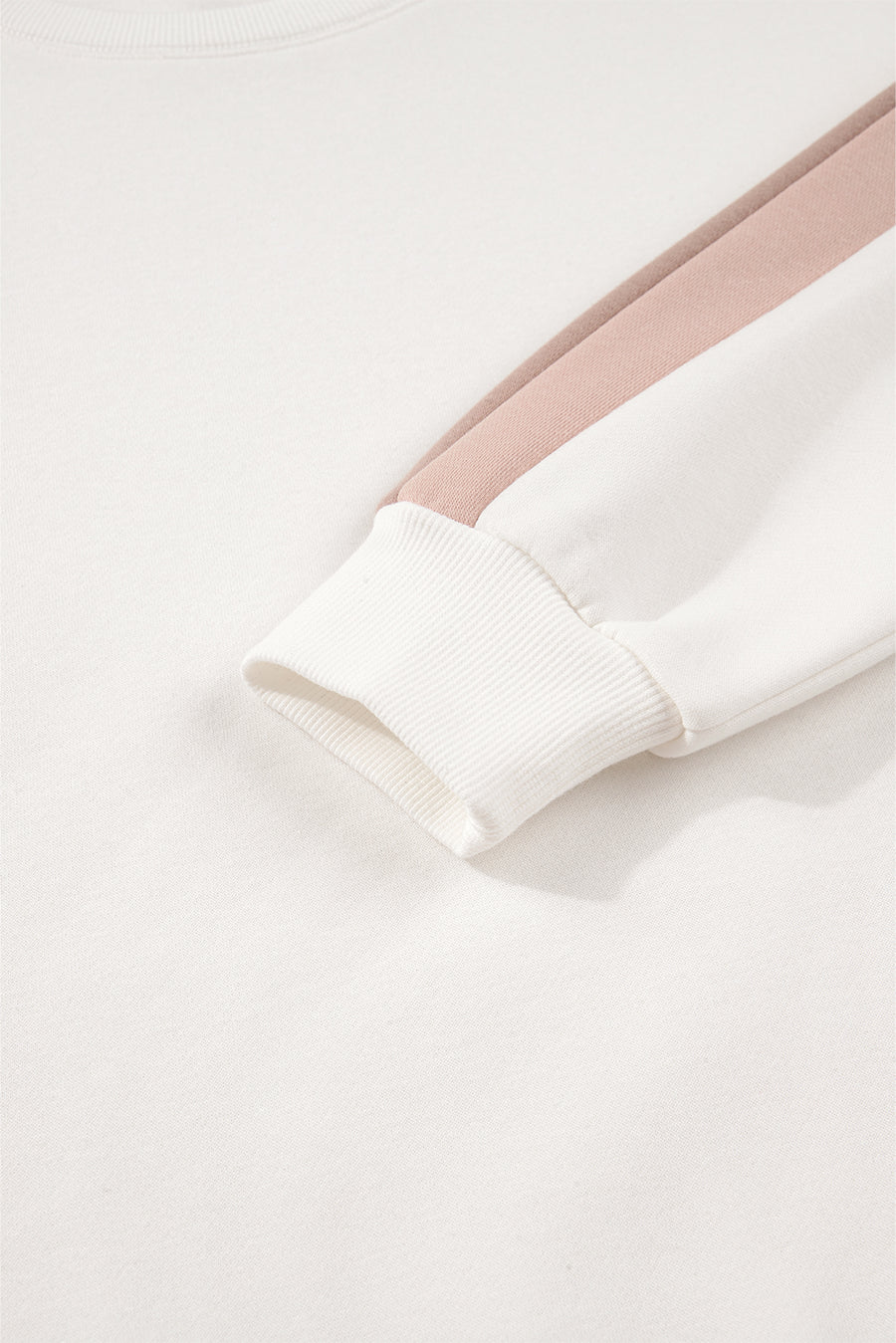 White Color Block Drop Shoulder Pullover Sweatshirt & Shorts Outfit