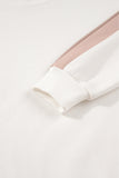 White Color Block Drop Shoulder Pullover Sweatshirt & Shorts Outfit