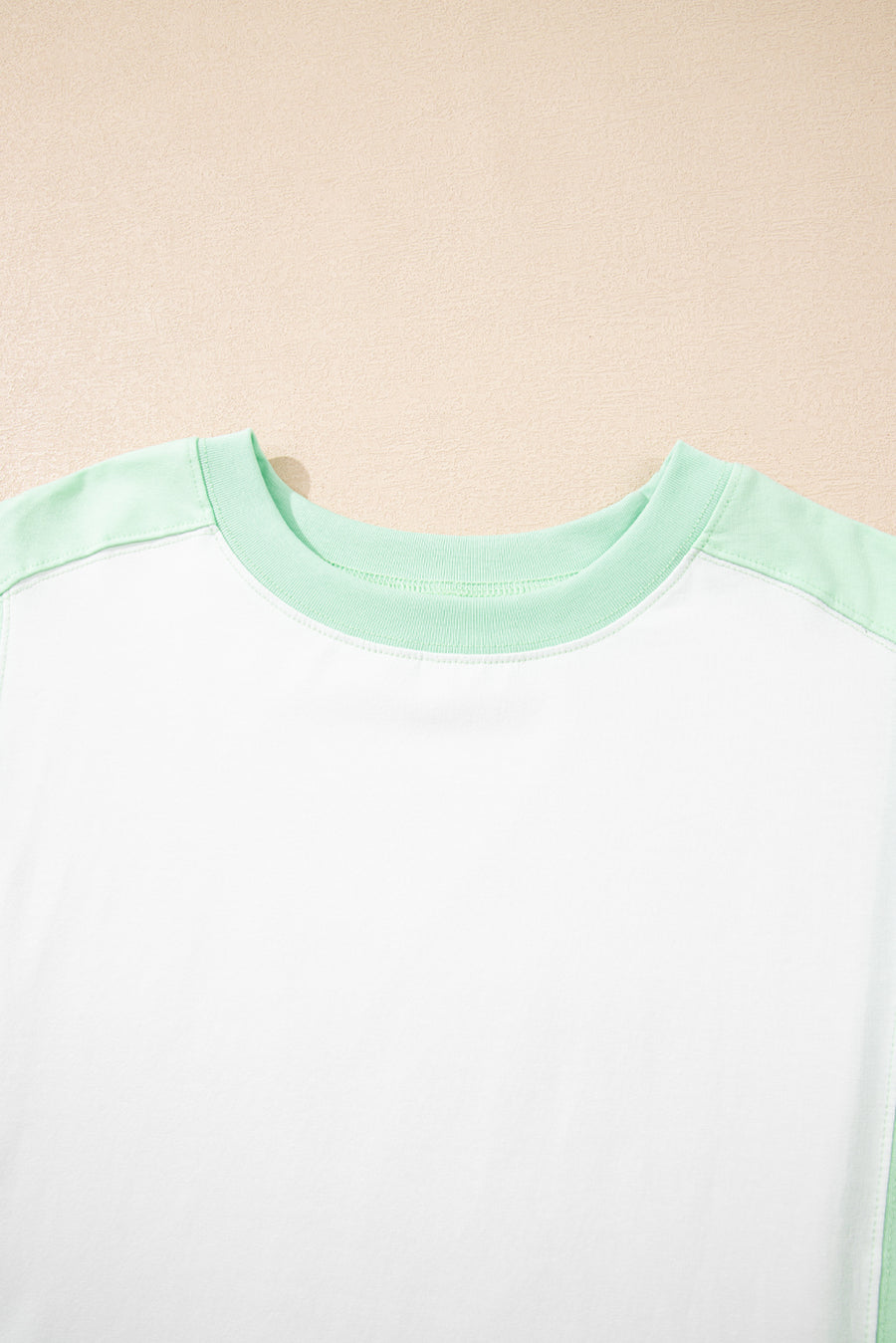 Color Block Exposed Seam Patchwork Crew Neck T-Shirt- 2 Colors