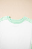 Color Block Exposed Seam Patchwork Crew Neck T-Shirt- 2 Colors