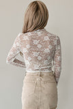 Floral Mock Neck Lace Long Sleeve Mesh  Top- 2 Colors