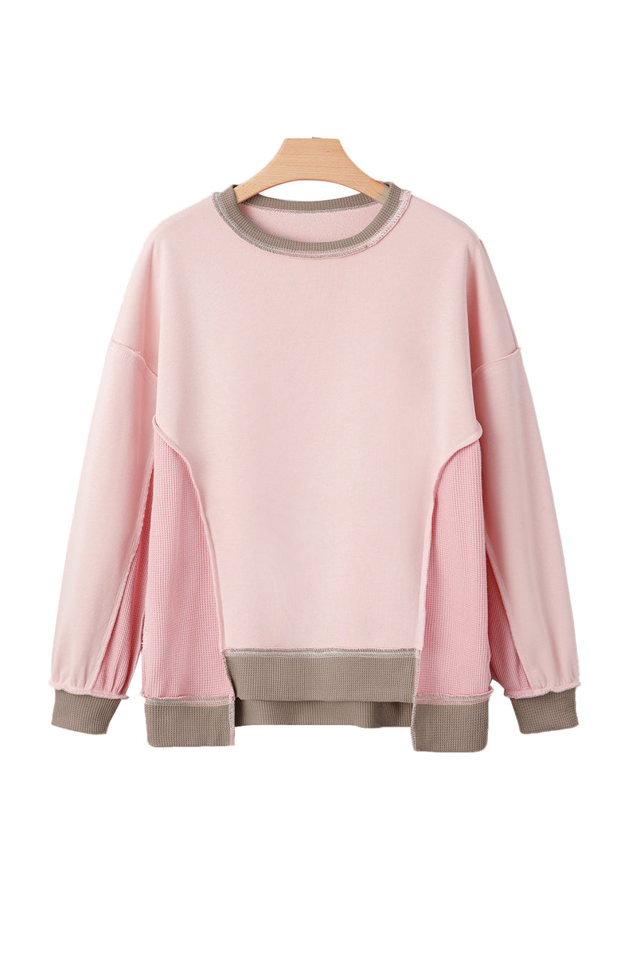 Color Block Waffle Knit Patchwork Oversized Sweatshirt- 3 Colors