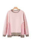 Color Block Waffle Knit Patchwork Oversized Sweatshirt- 3 Colors